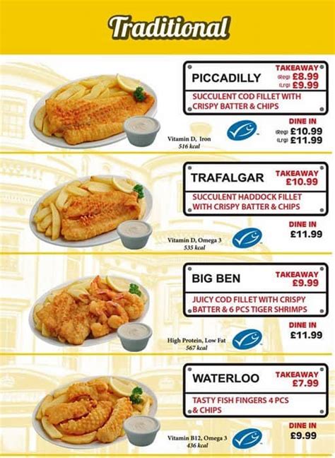 Menu at Londo Fish and Chips restaurant, London, 46 Bedford St