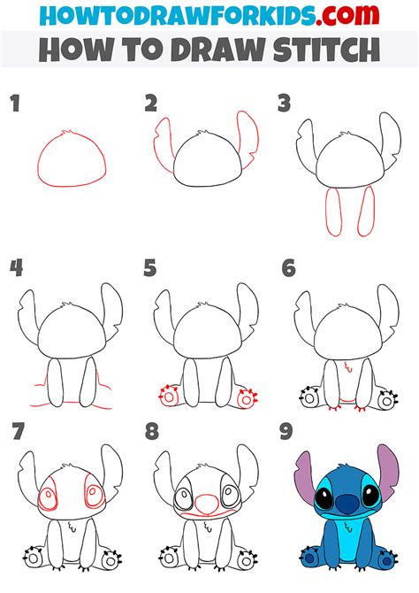 How To Draw Stitch Step By Step Lilo And Stitch Drawings Easy Disney ...