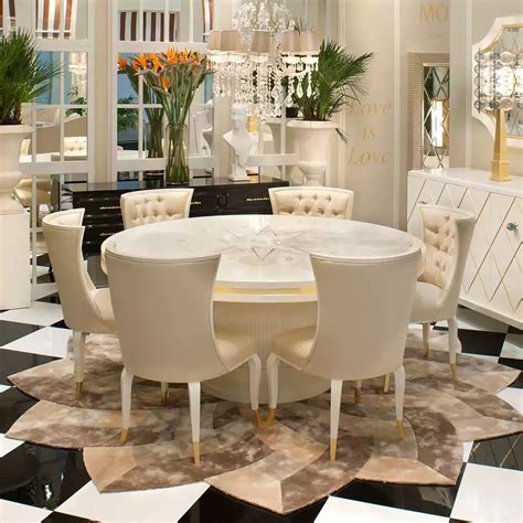 High End Modern Ivory Lacquered Round Dining Table Set - Juliettes ...