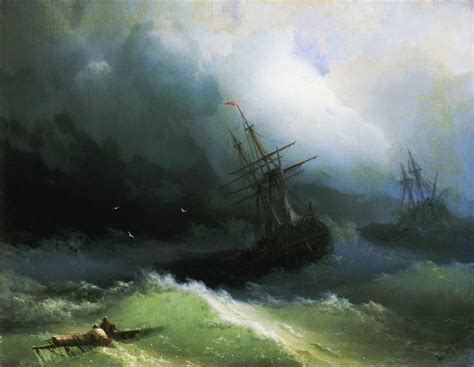 Ships in the stormy sea, 1866 - Ivan Aivazovsky - WikiArt.org