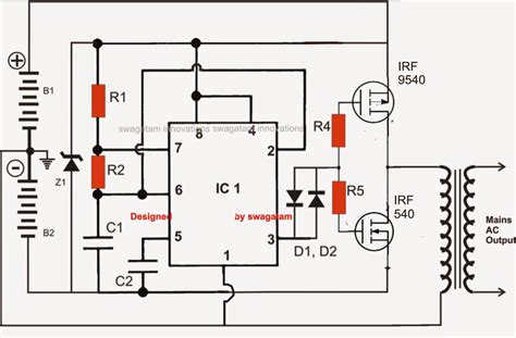 Simplest Power Inverter Circuit Using a Single 555 IC | Circuit Diagram ...