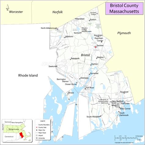 Bristol County Map, Massachusetts - Where is Located, Cities ...