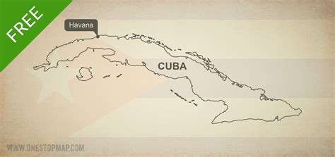 Free Vector Map of Cuba Outline | One Stop Map