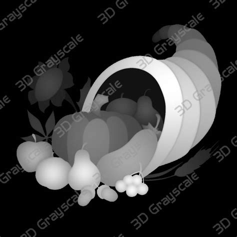 Cornucopia Basket For Thanksgiving – 3D Grayscale