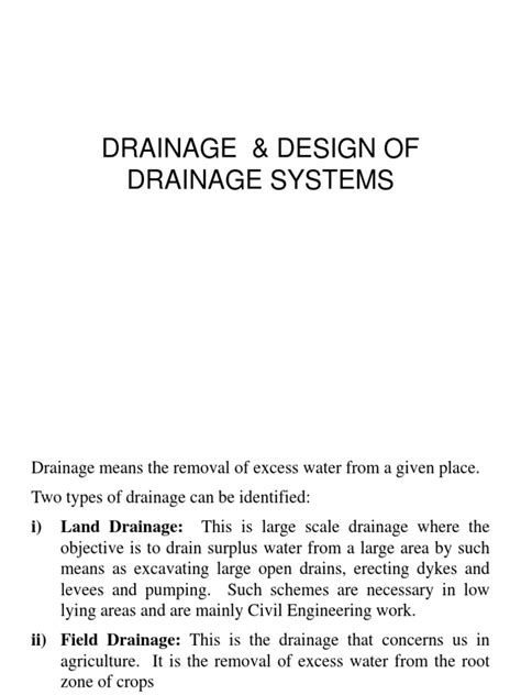 Drainage and Design of Drainage System-1 | PDF | Drainage | Irrigation