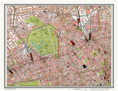 An old map of the Regents Park, Camden Town area, London in 1908 as an ...