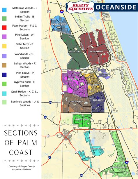 Palm Coast Area Sectioned Map