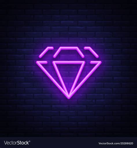 Diamond neon sign neon icon light symbol web Vector Image