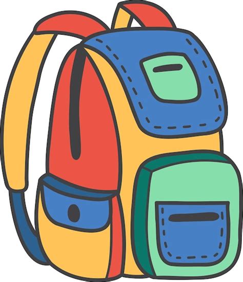 Premium Vector | Hand Drawn backpack for students illustration