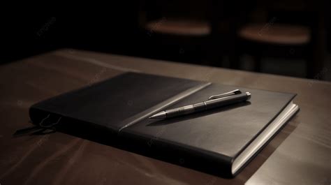 Black Leather Handwritten Diary And Pen On A Table Background, Closeup ...