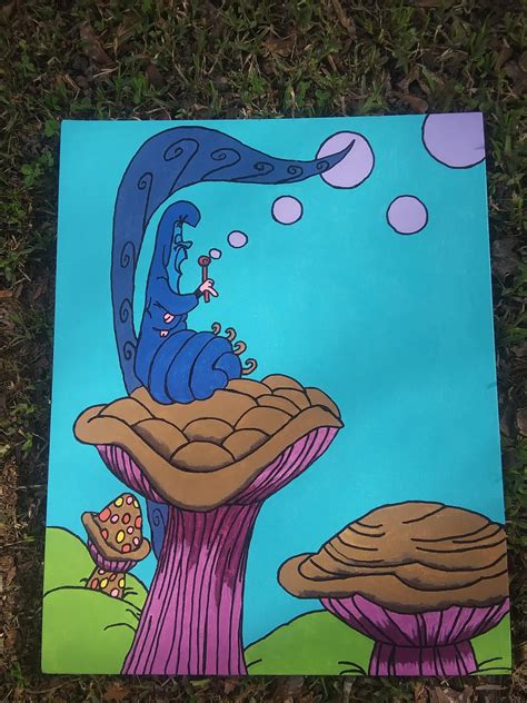 Alice in Wonderland Caterpillar Blowing Bubbles Painting 16X20 | Etsy