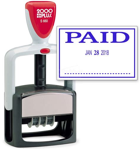 2000 PLUS Heavy Duty Style 2-Color Date Stamp with PAID self inking ...