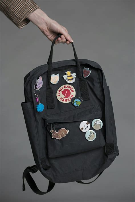 Pin everything on it | Kanken backpack, Black backpack, Aesthetic backpack