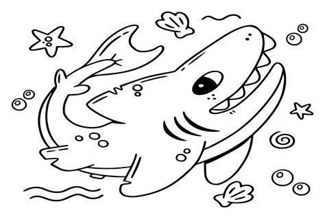 Great White Shark Funny Coloring Page - Free Printable Coloring Pages