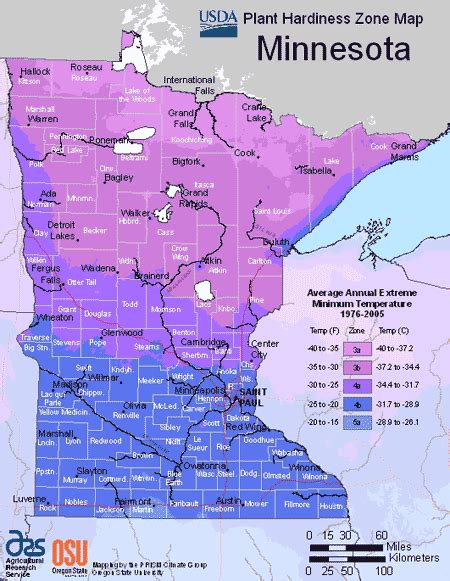 Minnesota Growing Zone USDA Map