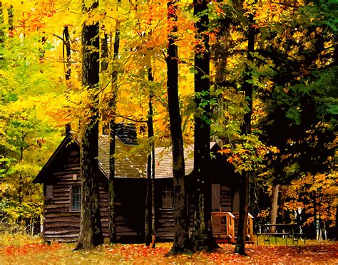 Log Cabin in Autumn