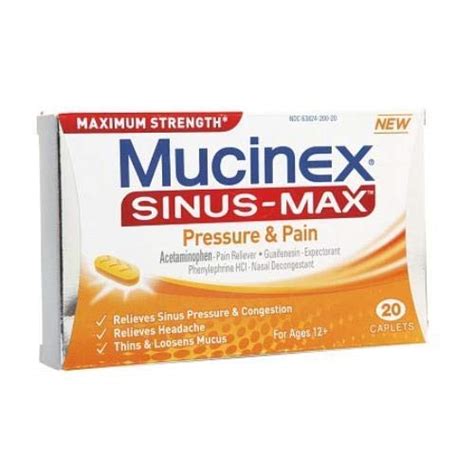 Mucinex Sinus-Max Pressure, Pain & Cough Maximum Strength Caplets ...