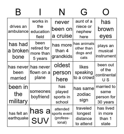 FAMILY REUNION Bingo Card