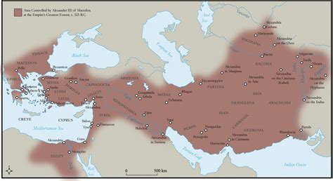 Map of Alexander the Great's empire ca. 323 B.C. Modified by Bracken ...