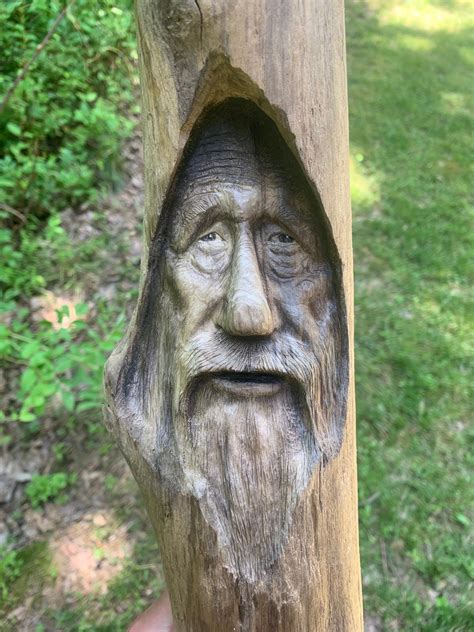 Driftwood Carving, Wood Spirit Carving, Carving of a Face, Handmade ...