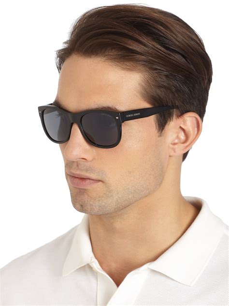 Giorgio Armani Square Acetate Sunglasses in Black for Men - Lyst