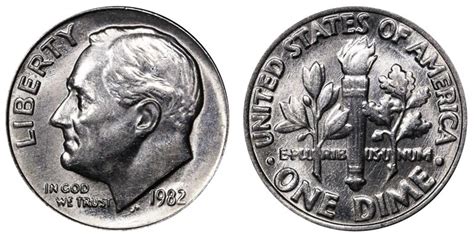 1982 P Roosevelt Dimes No Mint Mark Clad Composition: Value and Prices