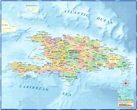 Haiti-Dominican Wall Map by Compart Maps - MapSales