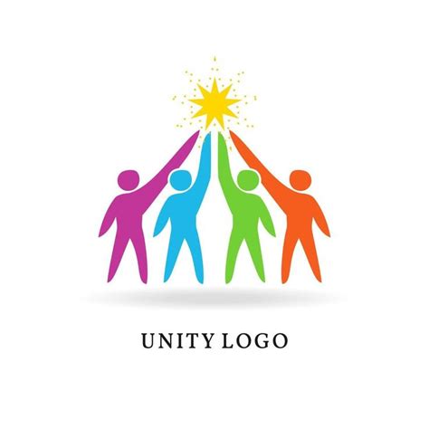 colorful people holding hands with the sun above them logo design ...