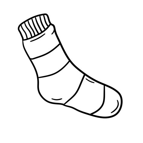 Striped socks. Black and white hand drawn cartoon illustration. Warm ...