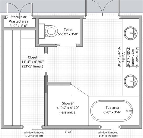 Master Bathroom Dimensions Layout