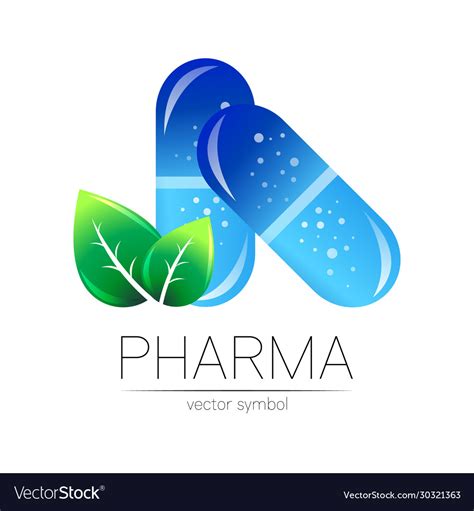 Pharmacy symbol with green leaf for Royalty Free Vector