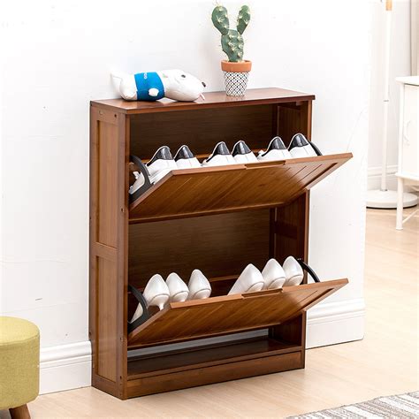 Custom Solid Wood Small Narrow Slim Shoe Organizer Storage Cabinet ...