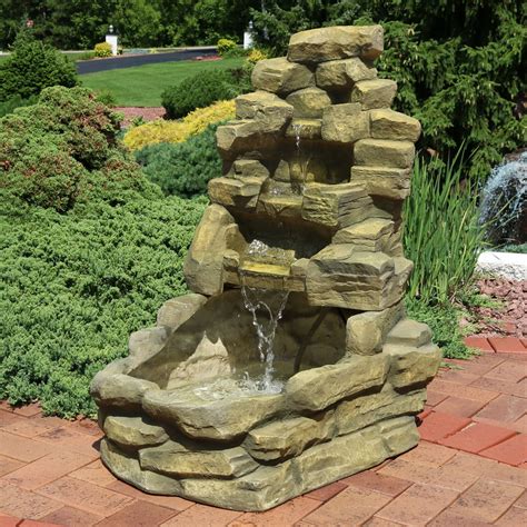 Sunnydaze Décor Stone Falls Outdoor Water Fountain - Waterfall Fountain ...