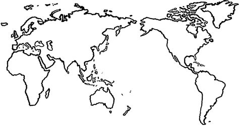 Blank World Map Outline with Printable Worksheet in PDF