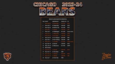 2023-2024 Chicago Bears Wallpaper Schedule