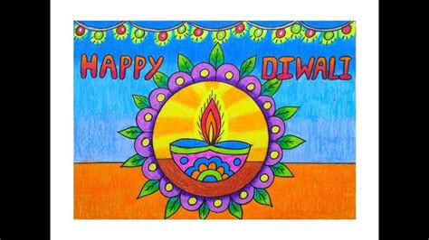 happy diwali greeting card with colorful background