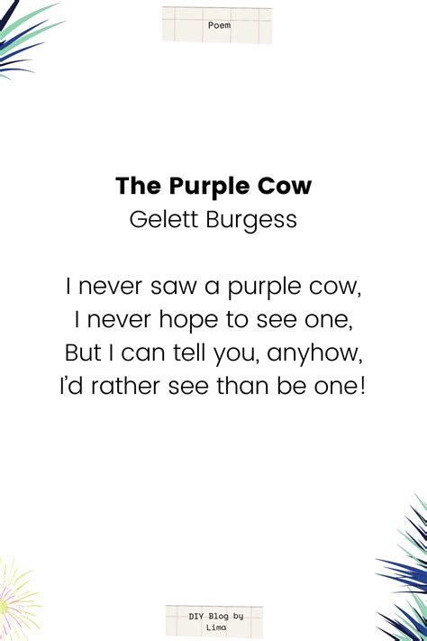 The Purple Cow| Kids Short Poem | Rhyming poems for kids, Poetry for ...