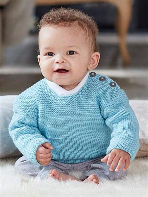 Knitting Pattern for Snuggly Baby Pullover - Baby sweater with shoulder ...