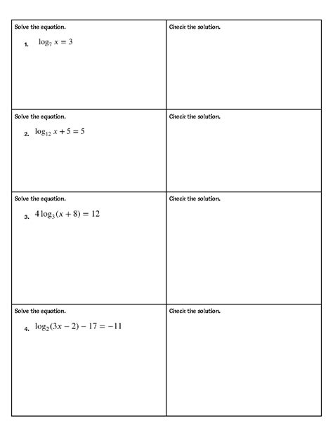 Solving Logarithmic Equations Worksheet - Abhayjere.com