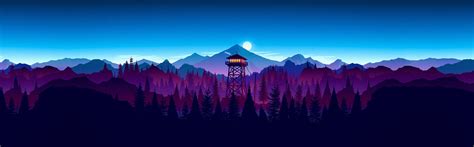 Download 4K Dual Monitor Watchtower In Forest Wallpaper | Wallpapers.com