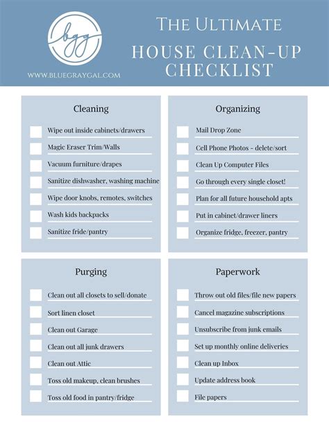 House cleaning checklist - toolsdiki