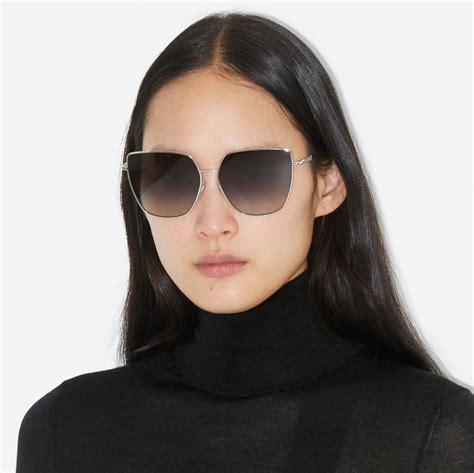 Cat-eye Sunglasses in Black/silver - Women | Burberry® Official