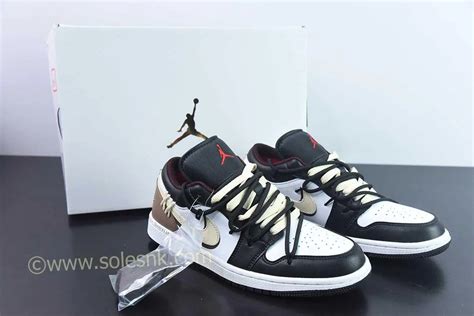 Custom Air Jordan 1 Low OG White/Black-Palomino - SoleSnk