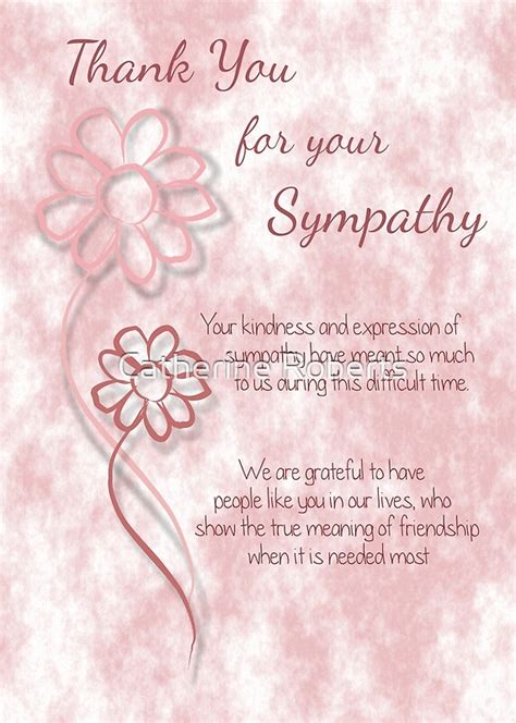 "Thank You for your Sympathy Pink Sketched Flowers with Sentiment Words ...