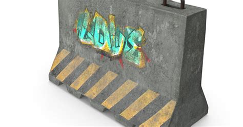 Concrete Barrier With Graffiti, 3D - Envato Elements