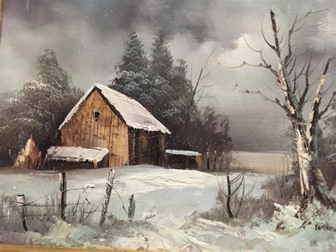 Winter Barn Scene Paintings