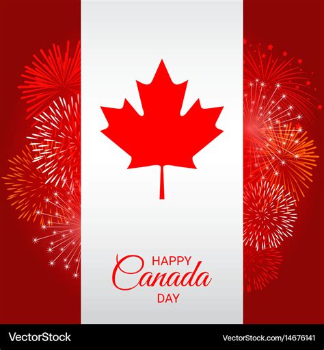 Canada flag with fireworks for national day Vector Image