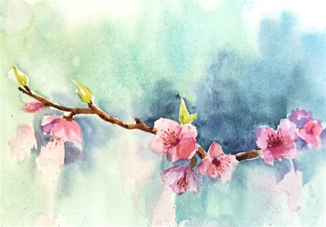 Cherry Blossom Tree Painting Original Japanese Cherry Wall Art | Etsy