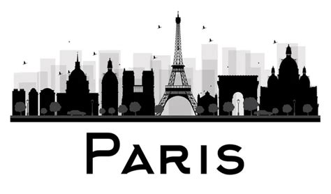 Paris City Skyline Silhouette Black and White Illustration — Stock ...