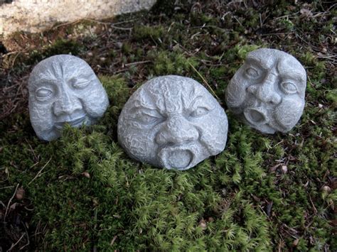 Rock Faces Three Concrete Garden Rocks Garden Decor Pot - Etsy UK